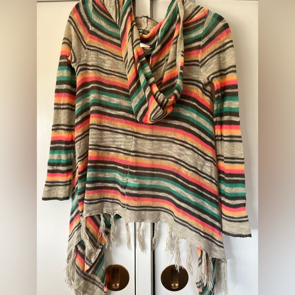 Western style fringe cardigan with hood. Size small by Self esteem - Picture 2 of 6